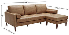 Load image into Gallery viewer, Amazon Brand – Rivet Aiden Mid-Century Modern Reversible Sectional Sofa (86") - Cognac Leather
