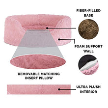 Load image into Gallery viewer, Furhaven Pet Bed for Dogs and Cats - Ultra Plush Curly Fur Oval Cuddler Dog Bed with Removable Washable Cover and Pillow Cushion, Pink, Small
