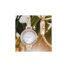 Load image into Gallery viewer, Citizen Women's Eco-Drive Dress Classic Crystal Bangle Watch in Rose-tone Stainless Steel, Mother of Pearl Dial (Model: EM0863-53D)
