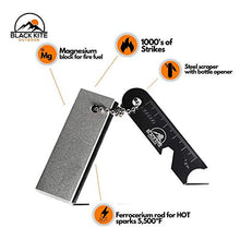 Load image into Gallery viewer, Black Kite Outdoor XL Survival Mylar Thermal Space Blankets (5 -Pack) + Magnesium Flint Block &amp; Striker Fire Starter Designed to Retain Heat, Outdoors, Hiking, Camping, First Aid, Marathon, Emergency
