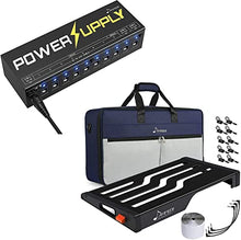 Load image into Gallery viewer, Donner DP-1 Guitar Power Supply with Guitar Effects Pedal Board, DB-S300 Extra Large Power Supply Pedalboard Set with Convertible Bag Backpack, 60" Adhesive Backed Hook-and-Loop and Power Supply
