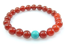 Load image into Gallery viewer, Chakra Crafts Carnelian Stretch Bracelet for Meditation Healing Wrist mala cg-3 (Carnelian with Turquoise)
