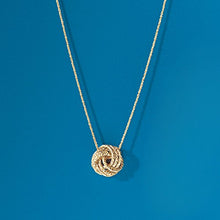 Load image into Gallery viewer, Ross-Simons Italian 14kt Yellow Gold Textured Love Knot Necklace
