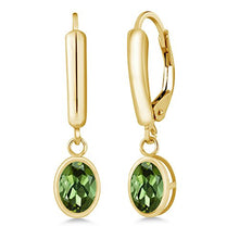 Load image into Gallery viewer, Gem Stone King 1.70 Ct Oval Green Tourmaline 14K Yellow Gold Earrings

