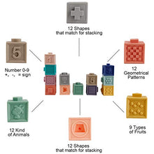 Load image into Gallery viewer, Mini Tudou Baby Blocks Soft Building Blocks Baby Toys Teethers Toy Educational Squeeze Play with Numbers Animals Shapes Textures 6 Months and Up 12PCS
