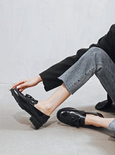 Load image into Gallery viewer, Womens Slip On Tassel Oxfords Low Heel Brogue Dress Loafers Black
