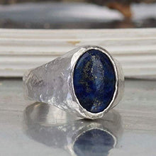 Load image into Gallery viewer, Bold Collection By Omer Large Lapis Men's Ring Handmade 925 Sterling Silver
