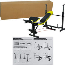 Load image into Gallery viewer, Hicient Olympic Weight Bench for Full Body Workout Exercise, Multifunctional Foldable Lifting Flat, 6 Levels Adjustable Professional Weight Bench Set for Indoor Gym Home Fitness Exercise (Yellow)
