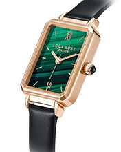Load image into Gallery viewer, Lola Rose Women's Malachite Textured Watch with Black Leather Strap
