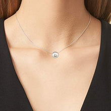 Load image into Gallery viewer, 14K Gold 10-11mm Freshwater Cultured Floating Pearl Tin Cup Chain Necklace Jewelry for Women 17" (White, white-gold)
