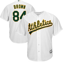 Load image into Gallery viewer, MLB X NFL Official Crossover Youth 8-20 Cool Base White Home Player Replica Jersey (Large 14/16, Antonio Brown Oakland Athletics)
