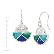 Load image into Gallery viewer, Silpada 'Modern Geo' Natural Malachite, Lapis, Compressed Turquoise Drop Earrings in Sterling Silver
