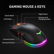 Load image into Gallery viewer, havit Wired Gaming Keyboard Mouse Combo LED Rainbow Backlit Gaming Keyboard RGB Gaming Mouse Ergonomic Wrist Rest 104 Keys Keyboard Mouse 4800 DPI for Windows &amp; Mac PC Gamers (Black)
