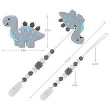 Load image into Gallery viewer, Slotic Baby Teething Toys, Dinosaur Teether Pain Relief Toy with Pacifier Clip Holder Set for Newborn Babies, Freezer Safe Neutral Shower Gift, Soft &amp; Textured Stocking Stuffers for Boy and Girl
