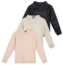 Load image into Gallery viewer, 3 Pack: Youth Girls Fleece Long Sleeve cute Soft Pullover Hoodie Sweatshirt Teen fashion Sweater Uniform Active Athletic Gym Tops Clothes Kids Plain Black Blue Dry Fit Ninos Warm - Set 4 , XS (7)
