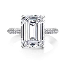 Load image into Gallery viewer, AINUOSHI 6 Carats Emerald Cut Cubic Zirconia CZ Rhodium Plated/Rose Gold Sterling Silver Simulated Diamond Wedding Engagement Ring
