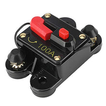 Load image into Gallery viewer, 100 Amp Circuit Breaker - JOYHO 12-24V DC Circuit Breaker with Manual Reset Waterproof Fuse Holder for Marine RV Car Audio and Home Solar System Amps Protection
