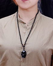 Load image into Gallery viewer, Jewever Black Obsidian Skull Necklace Pendant for Women Men Crystal Hand Carved Reiki Healing Stone Statue Gemstones and Crystals Fine Art Jewelry
