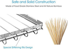 Load image into Gallery viewer, UNICOOK Heavy Duty Stainless Steel Barbecue Skewer Shish Kabob Set, 6pcs 13"L Skewer and Foldable Grill Rack Set, Durable and Reusable, Bonus of 50pcs 12.5"L Bamboo Skewers for Party and Cookout
