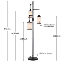 Load image into Gallery viewer, Airposta Industrial Floor Lamp with [ On/Off Dimmable Switch ], 3-Head Farmhouse Linen Tree Standing Lamp, 40W Rustic Torchiere Floor Lamp Light for Living Room, Reading, Office, Bedroom
