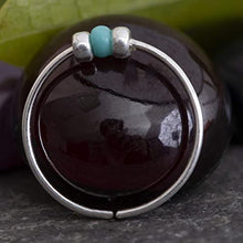 Load image into Gallery viewer, Turquoise Beads piercing Nose Hoop - 24 gauge very Thin Nose Hoop - 925 Sterling Silver Tiny Piercings Nose Rings hoop
