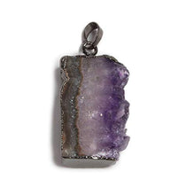 Load image into Gallery viewer, 38x20mm Black Gold Leafed Amethyst Drusy Slice Pendant Focal Bead 1 Piece
