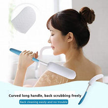 Load image into Gallery viewer, MagiDeal Vinyl Quote Me Long Anti-Slip Curve Handled Bath Body Brush, Easy Reach for Seniors, Suitable for Elderly/Pregnant Aid Bathing &amp; Shower, Blue, 15.35"

