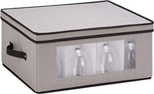 Load image into Gallery viewer, Honey-Can-Do SFT-05379 Large Canvas Stemware Window Storage Chest,, Gray, 18.38 in L x 13.88 in W x 8.5 in H
