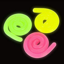 Load image into Gallery viewer, Kicko Glow in the Dark Stretch String - 12 Pack - 3 Neon Colors Educational Fidget Toy, Expands from 10 Inches to over 10 Feet - Ideal for Relaxation and Sensory Stimulation, Event Prizes, Night Party
