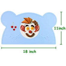 Load image into Gallery viewer, M MOACC Toddlers Non-Slip Silicone Placemat Cute Bear Kids Placemats Washable Dining Table Food Mat for Children Baby,Blue
