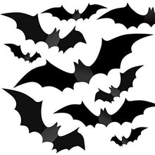 Load image into Gallery viewer, Halloween Party Indoor Outdoor Decor Supplies, 56 PCS Reusable PVC 3D Decorative Scary Bats Wall Sticker Comes with Double Sided Foam Tape
