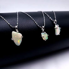 Load image into Gallery viewer, Natural raw Opal pendant chain necklace with white gold over 925 solid sterling silver, October birthstone dainty solitaire gift for her, uniquelan jewelry (fire-opal)
