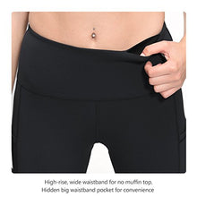 Load image into Gallery viewer, BALEAF Women's Workout Yoga High Waist Capris Pocketed Cropped Leggings 3/4 Exercise Athletic Tights Black Size L
