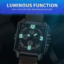 Load image into Gallery viewer, MEGIR Men's Analogue Army Military Chronograph Luminous Quartz Watch with Fashion Leather Strap for Sport &amp; Business Work ML2061G (Brown)
