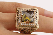 Load image into Gallery viewer, Turkish Handmade Jewelry Square Shape Princess Cut Peridot and Round Cut Topaz 925 Sterling Silver Ring Size Option
