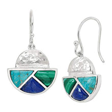 Load image into Gallery viewer, Silpada 'Modern Geo' Natural Malachite, Lapis, Compressed Turquoise Drop Earrings in Sterling Silver
