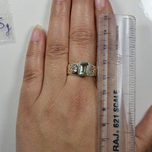 Load image into Gallery viewer, 55Carat Genuine Green Amethyst Ring for Men Silver Band Rectangle Shape Feburary Birthstone Pcs Size 4-13
