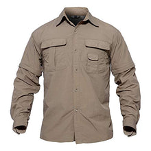 Load image into Gallery viewer, TACVASEN Men's Nylon Solid Camping Hunting Cycling Fishing Convertible Long Sleeve Shirt Khaki, US M
