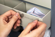 Load image into Gallery viewer, Savor | The Vault Baby Keepsake Box | Slate Gray - Customizable Newborn Memory Box w/ 2 Drawers, 7 compartments and 10 folders for Baby's Treasured Memories, Baby Shower, First Birthday
