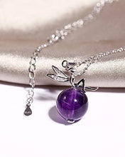 Load image into Gallery viewer, Jewever 925 Sterling Silver with Amethyst Crystals Fairy Pendant Necklaces for Women Reki Gemstones Jewelry Gift for Women Chain 18"
