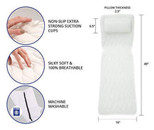 Load image into Gallery viewer, Quilted Full Body Bath Mat: Tub Mattress for Soaking, Non-Slip Bathtub Pillow with Suction Cups, 3D Air Mesh Technology, Spa Cushion for Head, Neck, and Back Support, Soft, Breathable Bathpillows

