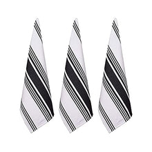Load image into Gallery viewer, Urban Villa Set of 3 Kitchen Towels Highly Absorbent 100% Cotton Dish Towel 20X30 Inch with Mitered Corners Trendy Stripes Black/White Bar Towels &amp; Tea Towels
