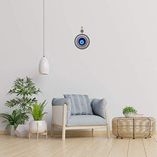 Load image into Gallery viewer, Erbulus Large Glass Flower Design Turkish Blue Evil Eye Wall Hanging – Turkish Nazar Bead - Home Protection Charm with Hamsa Keychain - Wall Decor Amulet in a Box

