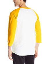 Load image into Gallery viewer, Champion Men's Raglan Baseball T-Shirt, White/Gold, Large
