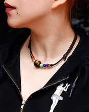 Load image into Gallery viewer, Jewever Natural Tiger Eye with 7 Chakra Choker Necklace for Women Men Crystal Necklaces Chokers wealth Meditation Yoga Crystals and Healing Stones
