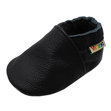 Load image into Gallery viewer, YALION Baby Boys Girls Shoes Crawling Slipper Toddler Infant Soft Leather First Walking Moccs(Black,12-18 Months)
