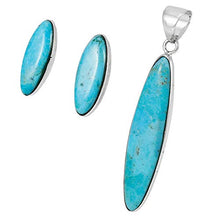 Load image into Gallery viewer, Sterling Silver and Genuine Turquoise Necklace &amp; Earrings Matching Set (Ovals)
