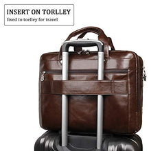 Load image into Gallery viewer, Augus Genuine Leather Mens Briefcase businessTravel Bags 15.6 Inch Laptop Bag YKK Zipper, Coffee
