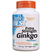 Load image into Gallery viewer, Doctor's Best Extra Strength Ginkgo, Non-GMO, Vegan, Gluten Free, Soy Free, Promotes Mental Function and Memory, 120 mg, 360 Count (Pack of 1)
