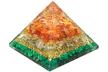 Load image into Gallery viewer, Orgonite Pyramid For Healing Heart | Red Carnelian | Crystal Quartz | Malachite | Orgone Pyramid For EMF Protection | Crystal Chakra Stone By Orgonite Shop
